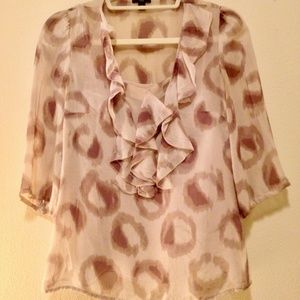 Ann Taylor 100% Silk Sheer Blouse w/ Cami Lining